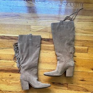Vince Camuto Taupe Suede Heeled Boots